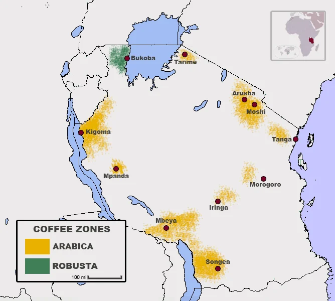Tanzanian Coffee Areas Tanzanian Coffee Areas