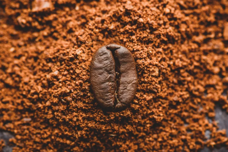 Ground coffee with coffee bean Ground coffee with coffee bean